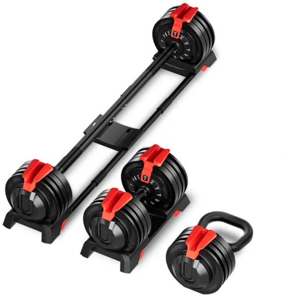 Odin Justerbar Håndvægt 24kg 3 i 1 Sæt (Inkl. Vægtstang og Kettlebell)